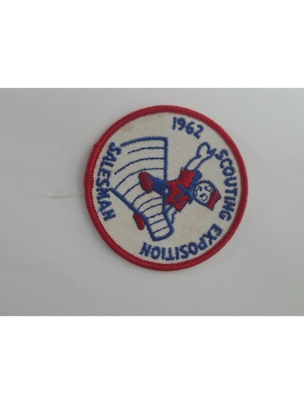 1962 Boy Scouts Scouting Exposition Patch Salesman Red White Blue Round
